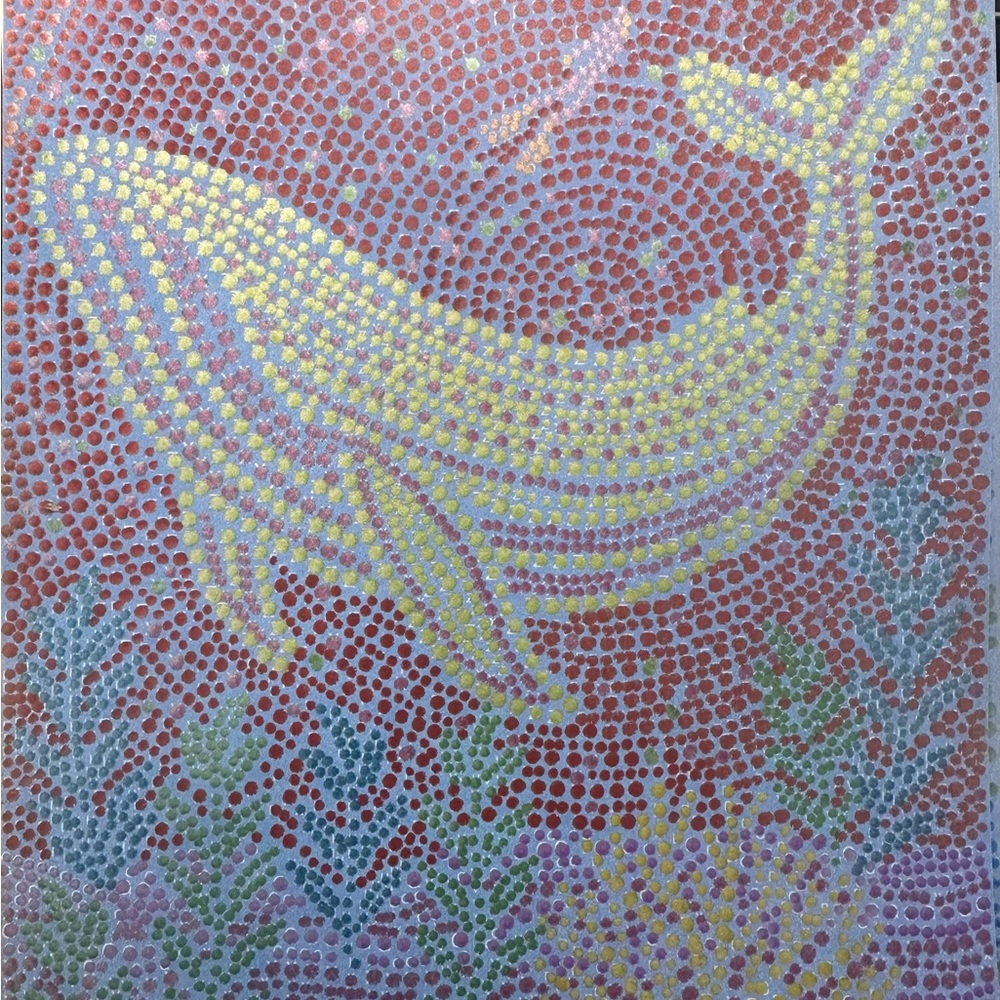 Hand Painted Yellow Whale Dot Art  — Home Art Wall Accent